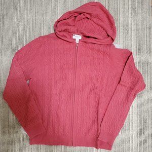 Charter Club cashmere pink cardigan hoodie, SZ L